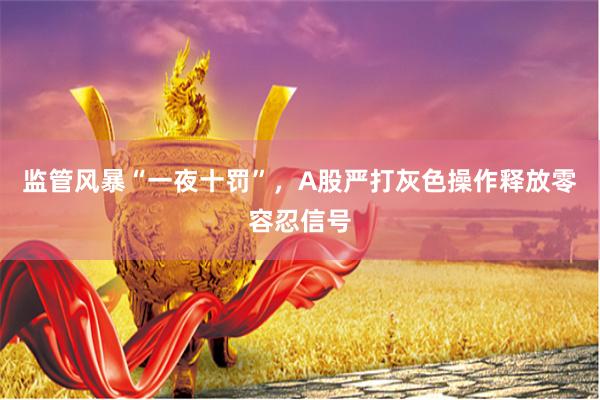监管风暴“一夜十罚”，A股严打灰色操作释放零容忍信号